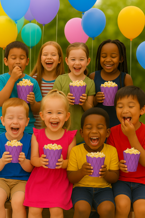Mısır Kutusu Pop Corn Kutusu Dalgalı Mor Desenli / 8 Parça