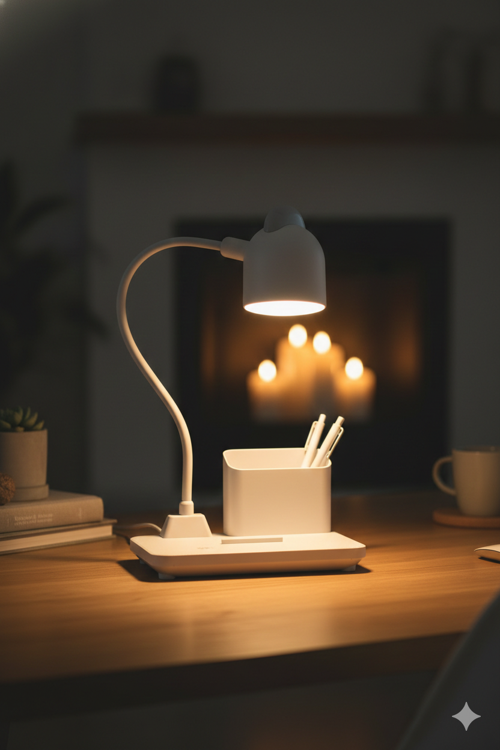 Şarjlı LED Masa Lambası Kalemlikli - 3 Modlu Pratik Masa Lambası