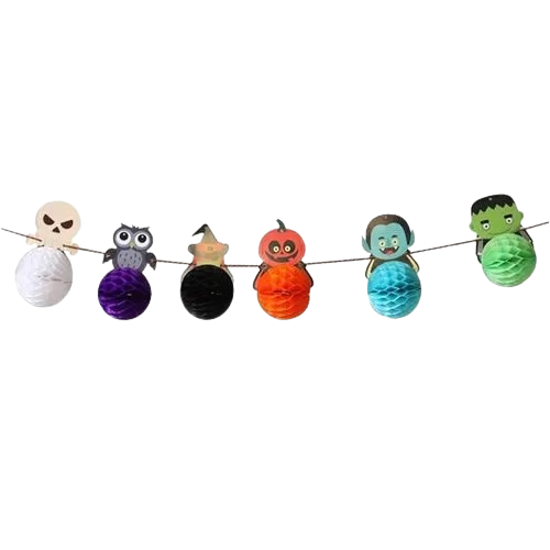 Halloween Cadılar Bayramına Özel 6 Figürlü petek süsü Asmalı Korku süsü 10cm çapında