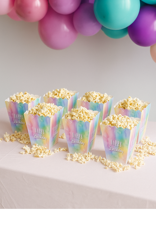 Mısır Kutusu Pop Corn Happy Birthday makaron 8li