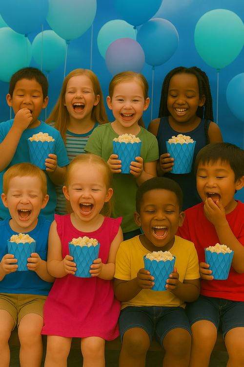 Mısır Kutusu Pop Corn Kutusu Dalgalı Mavi Desenli / 8 Parça