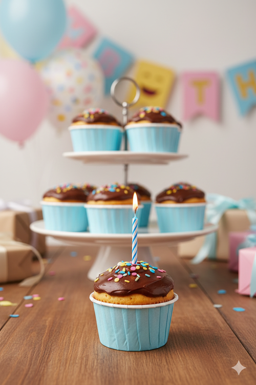 Karton Mavi Cupcake Kapsülü 50'li - Kek ve Cupcake Sunum Kapsülü