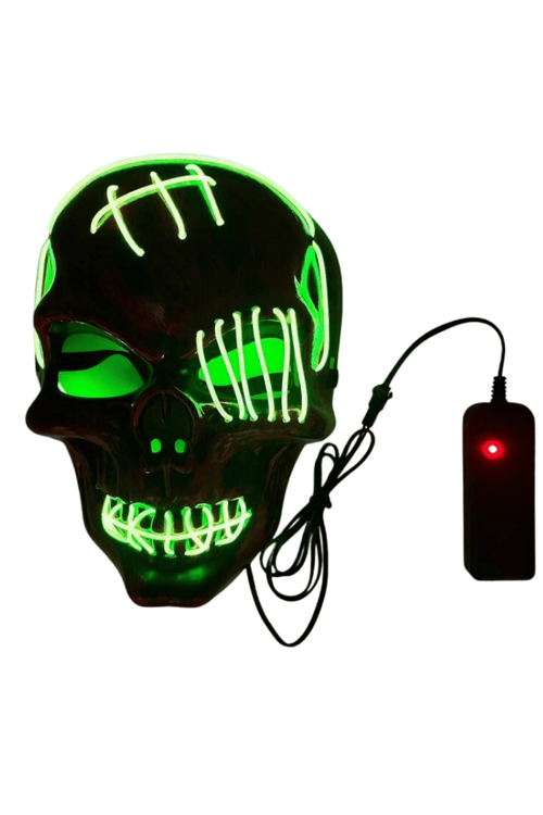Halloween maske pilli neon ışıklı maske yeşil