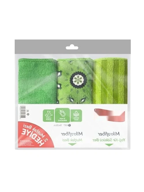 Ekstra Emici 3'lü Mikrofiber Mutfak Bezi, İz Bırakmaz