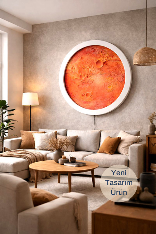 Işıklı Duvar Tablosu, Modern El Yapımı Ay Tablo, RGB LED Aydınlatmalı Duvar Dekorasyonu