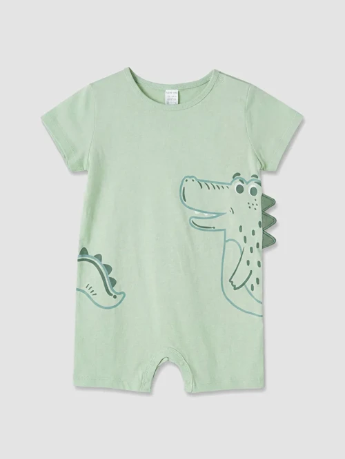 Yeşil Baskılı Erkek Bebek Tulum