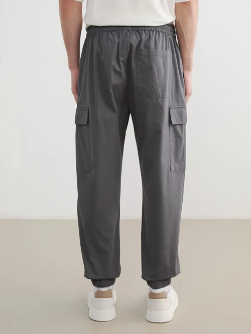 Antrasit Standart Kalıp Poplin Erkek Jogger Pantolon