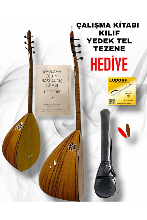 Kısa Sap Saz Üst Seviye Kaliteli Bağlama Çalışma Kitabı Kılıf Tel Tezene - Hediye