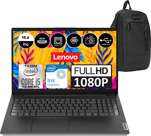 V15 G3 Iap Intel Core I5-1235U 16GB 512GB SSD 15.6" Windows 11 Home Fhd Dizüstü Bilgisayar 82TT00HDTRH06 + Zetta Çanta