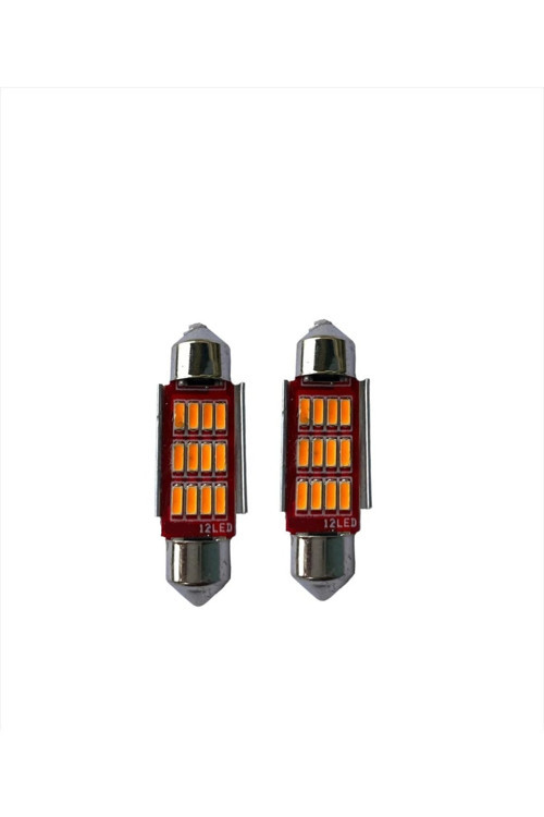 Canbus Turuncu Sofit Led Ampul Araç Içi Aydınlatma Ve Plaka Aydınlatma 39mm Turuncu Sofit