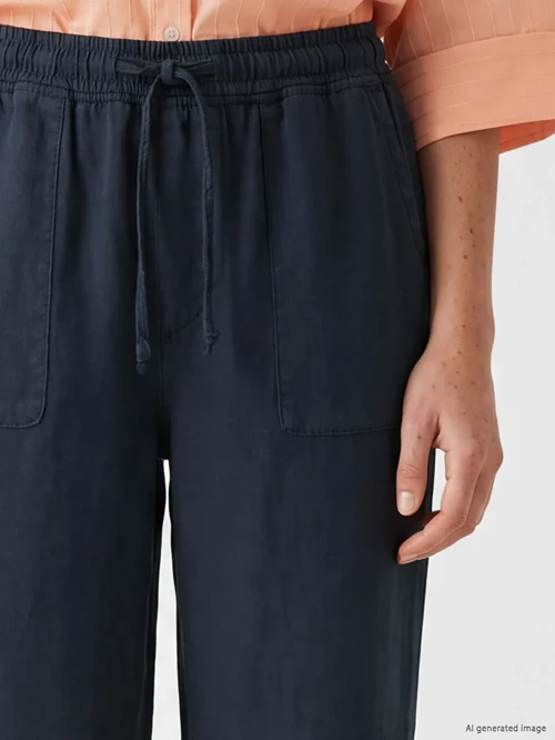 Lacivert Beli Lastikli Carrot Fit Kadın Jean Pantolon