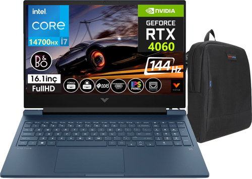 Victus 16-R1001NT Intel Core I7 14700HX 32GB Ddr5 Ram 1tb SSD 8gb RTX4060 16.1 Inç 144Hz IPS Fhd WINDOWS11PRO Taşınabilir Bilgisayar VCS9J205EAW23 + Weblegelsin Çanta