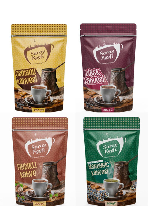 4 lü Set-Dibek Kahvesi+Osmanlı Kahvesi+Fındıklı Kahve+Sütlü Menengiç Kahvesi