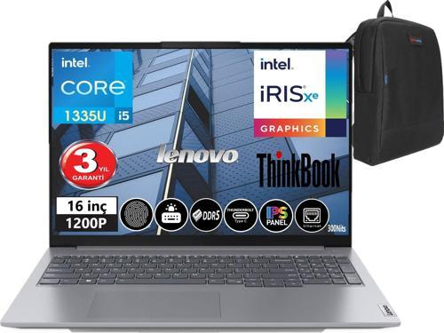 Thinkbook 16 Gen6 Irl Intel I5 1335U 32GB Ddr5 Ram 512GB SSD 16" Wuxga (1920X1200) Freedos Taşınabilir Bilgisayar TB21KH001ETR04 + Weblegelsin Çanta