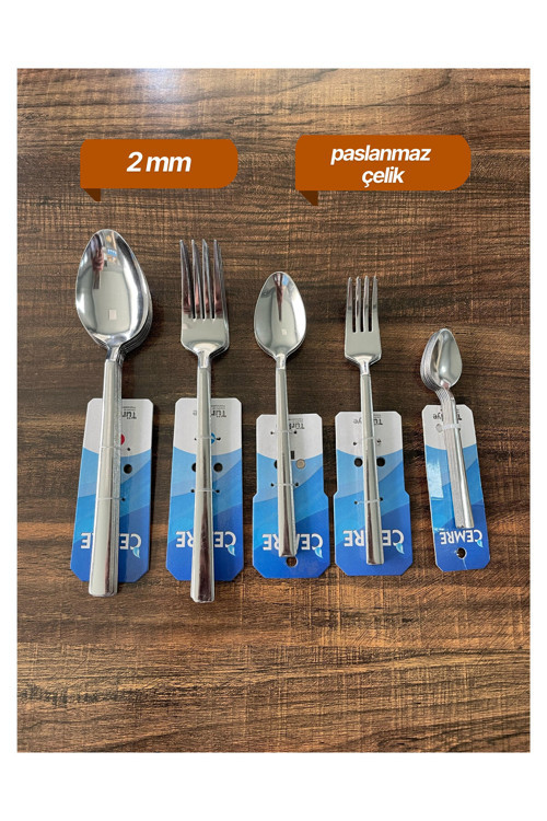 30 Parça 6 Kişilik Paslanmaz Çelik Çatal Kaşık Takımı 1. Kalite Cemre