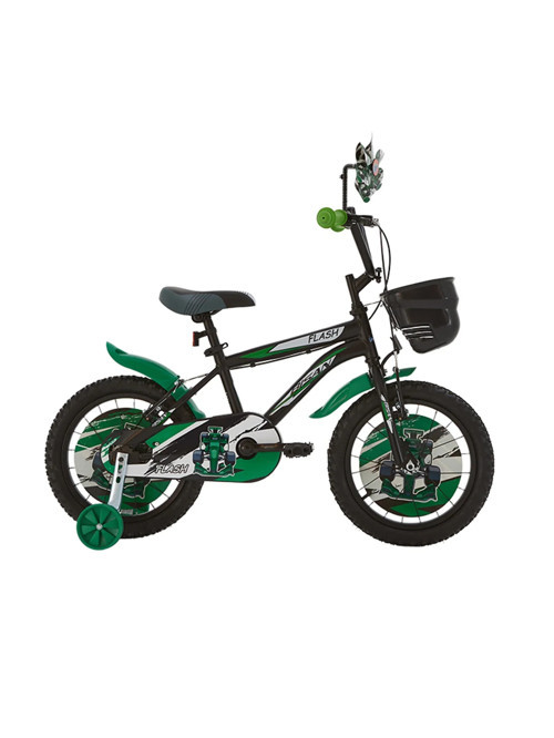 Flash 16 Jant 1 Vites Mat Siyah Yeşil Çocuk Bisikleti