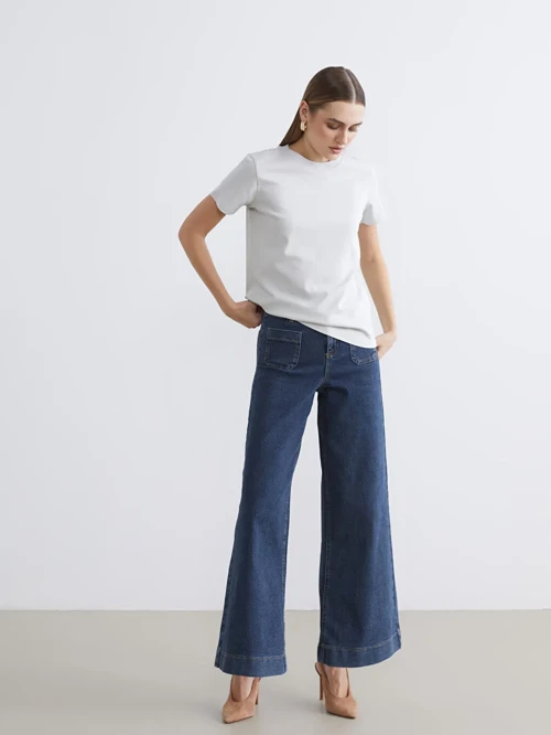 İndigo Wideleg Kadın Jean Pantolon