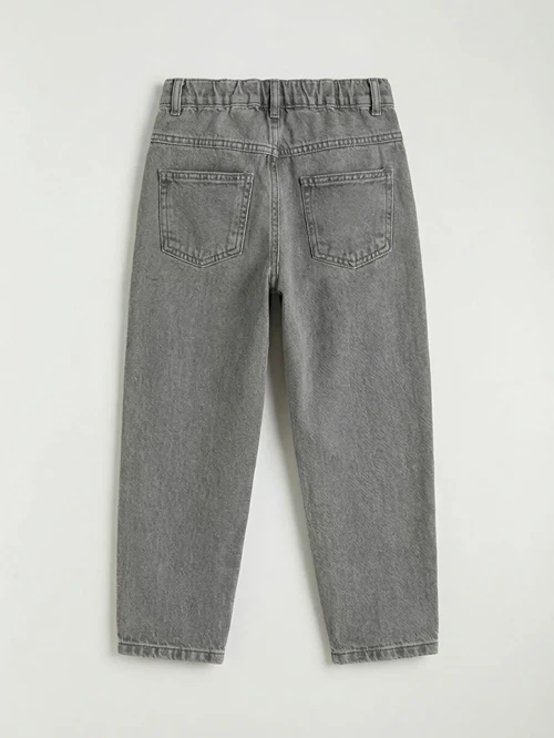 Gri Beli Lastikli Loose Fit Erkek Çocuk Jean Pantolon