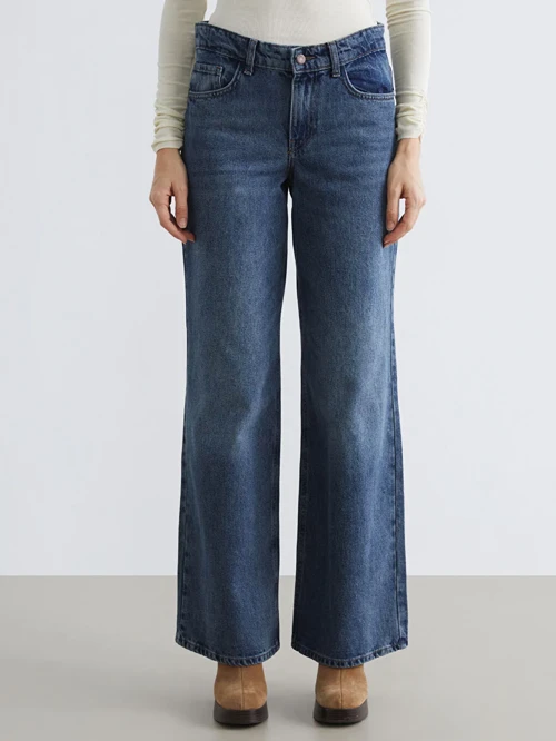 İndigo Wideleg Kadın Jean Pantolon