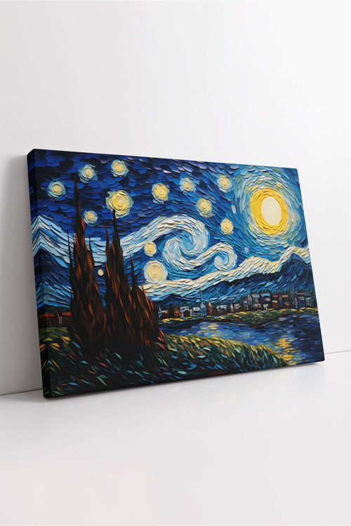 Van Gogh Yıldızlı Gece Kanvas Tablo, Yıldızlı Gece Tablo, Van Gogh Kanvas, Klasik Tablo