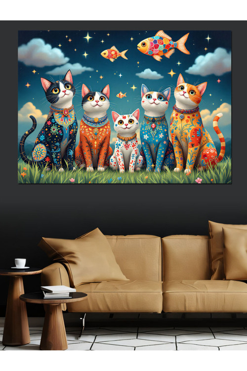 Soyut Kedi Sanatı Dekoratif Tablo