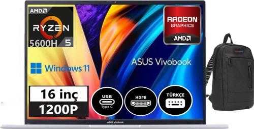 Vivobook 16X 5.nesil Ryzen 5 5600H 8gb 512GB SSD 16" WINDOWS11PRO Wuxga Dizüstü Bilgisayar VM1603QA34 + Weblegelsin Çanta