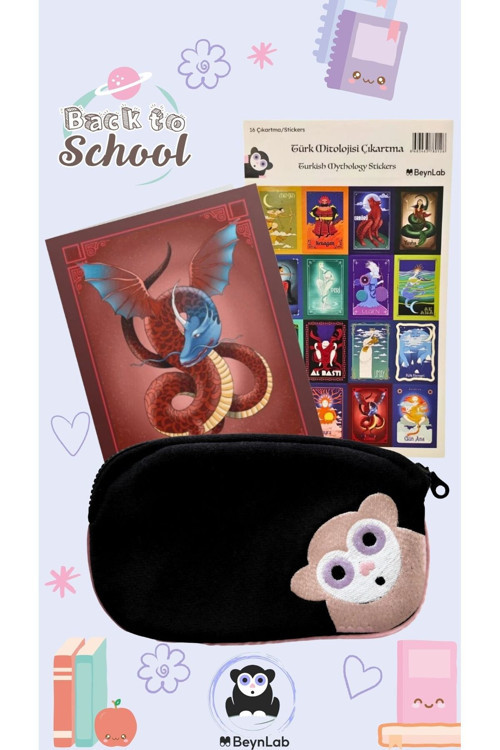 Okul Seti Defter Sticker ve Kalemlik Mini Beyn Çanta Mitoloji
