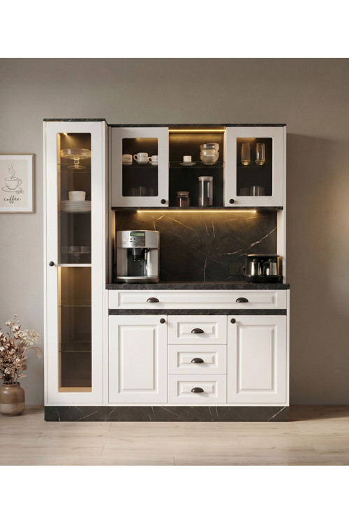 Mikel Masalı Kahve Köşesi Led Aydınlatmalı %100 Mdf Ücretsiz Montaj 160*45*200