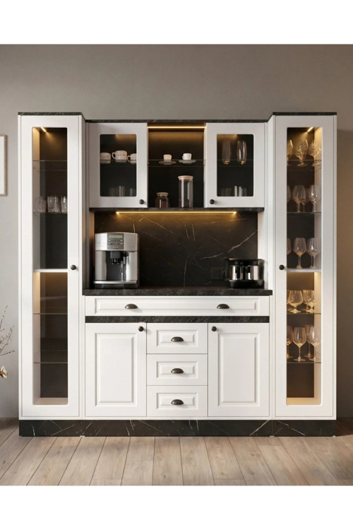 Mikel Masalı Kahve Köşesi Led Aydınlatmalı %100 Mdf Ücretsiz Montaj 200*45*200
