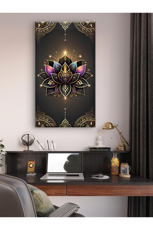 Modern Detaylı Lotus Çiçeği - Baskı Kanvas Tablo