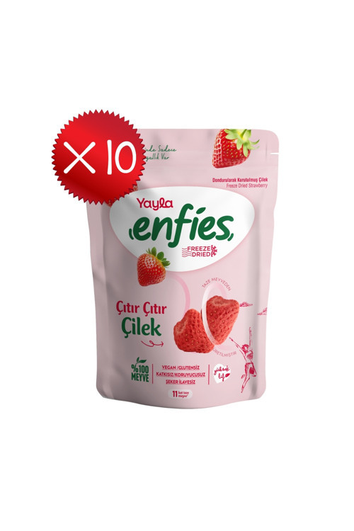Enfies Freeze Dried Çilek 15 g x 10 Adet