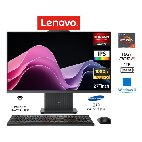 ıdeacentre 27ARR9 Aıo Ryzen7 7735HS 16GB 1tb SSD Sıyah W11PRO 27" Fhd All In One Bilgisayar Duddı