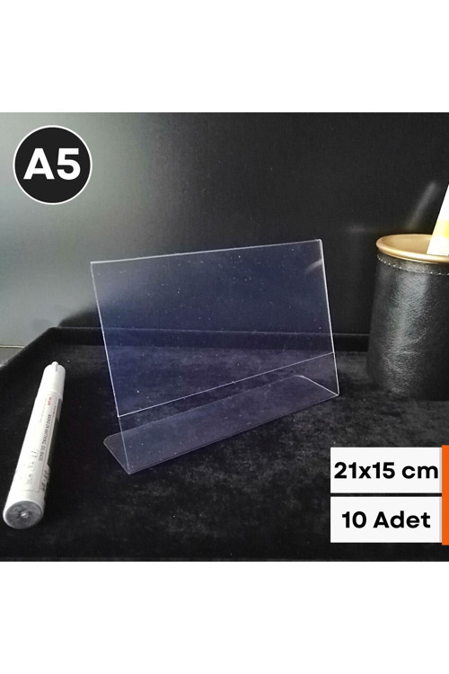 10 Adet Pvc Etiketlik Menülük Broşürlük 21x15 Cm Halı Mobilya Ürün Etiketliği A5 Masaüstü Föylük