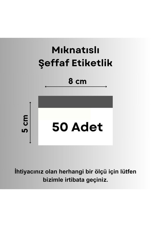 50 Ad Pvc Magnet Etiketlik Mıknatıslı 8x5 Cm Raf Etiket Cebi Şeffaf Ürün Etiketliği İsimlik