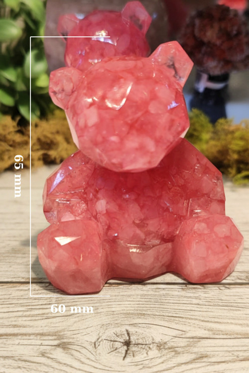 Sertifikalı Pembe Kuvars Doğal Taşlı Ayıcık