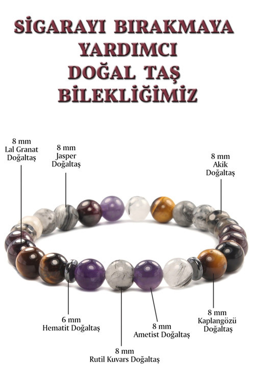 Sertifikalı Sigarayı Bırakmaya Yardımcı Doğal Taş Bileklik