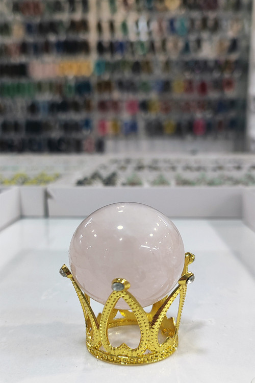 Sertifikalı Stantlı Doğal Taş Pembe Kuvars Küre ( Küre Çapı 4 cm )