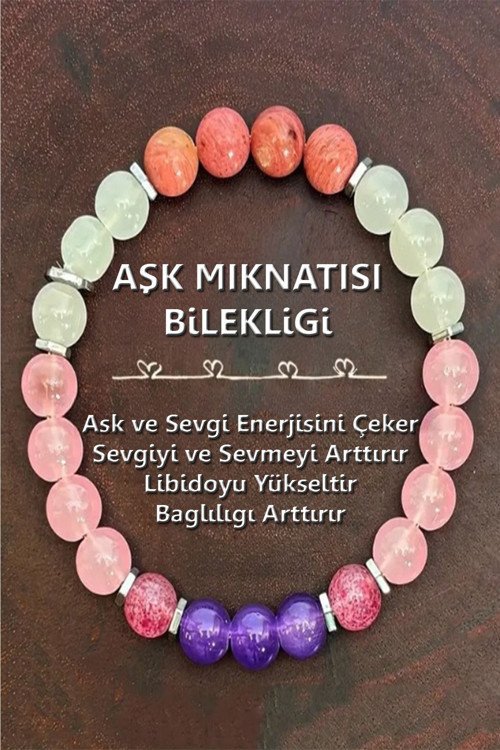 Sertifikalı Doğal Taş Aşk Ve Çekim Bilekliği 8 Mm