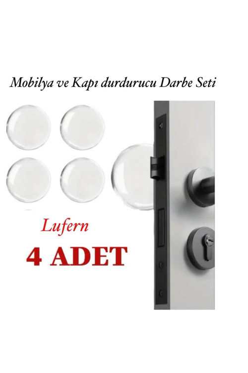 Çok Amaçlı Şeffaf Silikon Mobilya ve Kapı Durdurucu Darbe Pedi 4'lü Set Darbe Emici Yapışkanlı