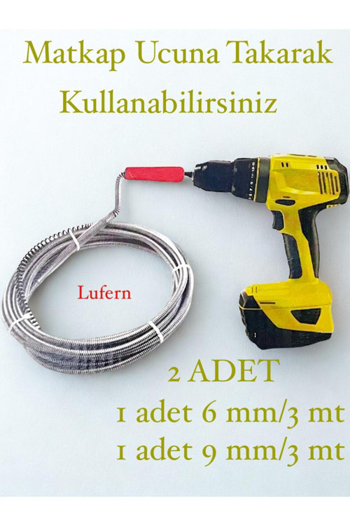 Pratik Ergonomik Matkap Ucu Boru Temizleme Ve Tıkanıklık Açma Spirali 3 Metre 2 Adet