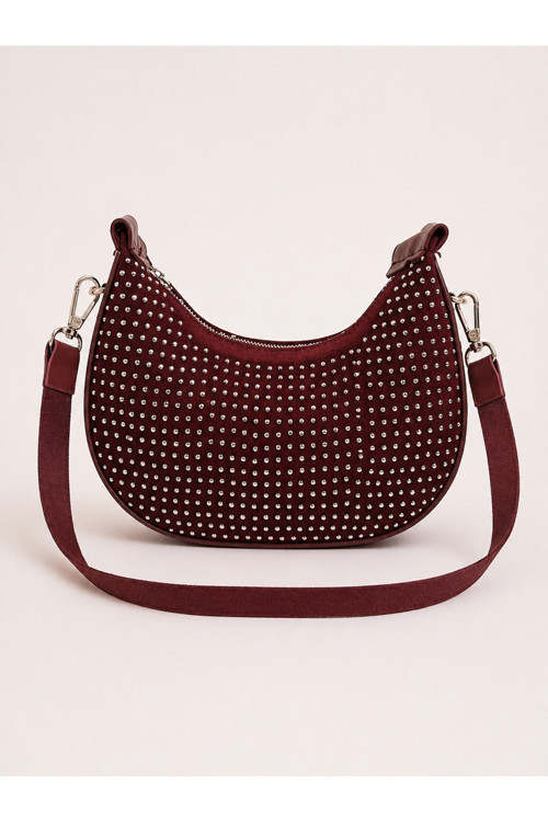 Bordo Taş Detaylı Omuz & Çapraz Çanta