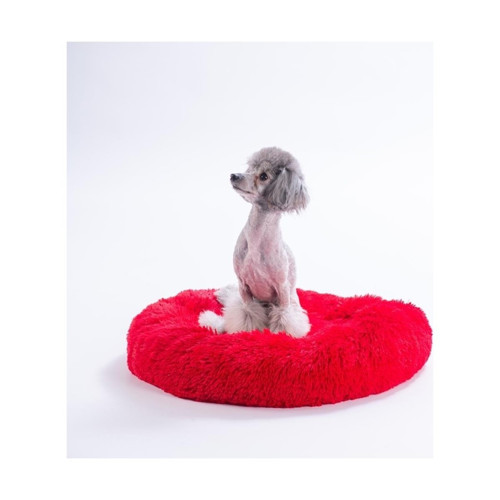 Lüx Donut Kedi Köpek Yatağı Yıkanabilir Kırmızı 65 cm