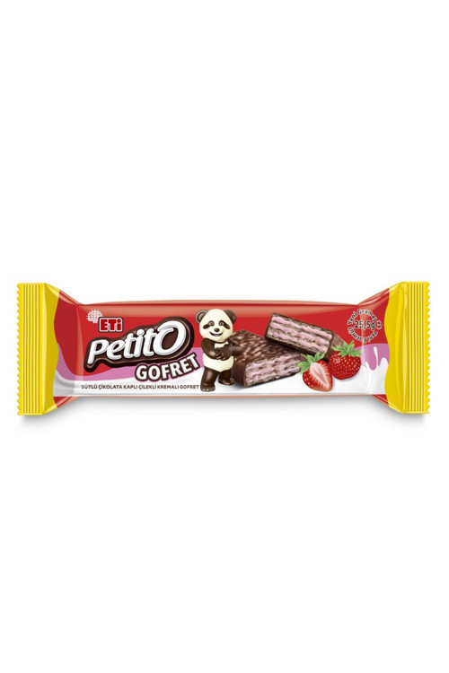 Petito Sütlü Çikolata Kaplı Çilekli Kremalı Gofret 25.5 g x 35 Adet