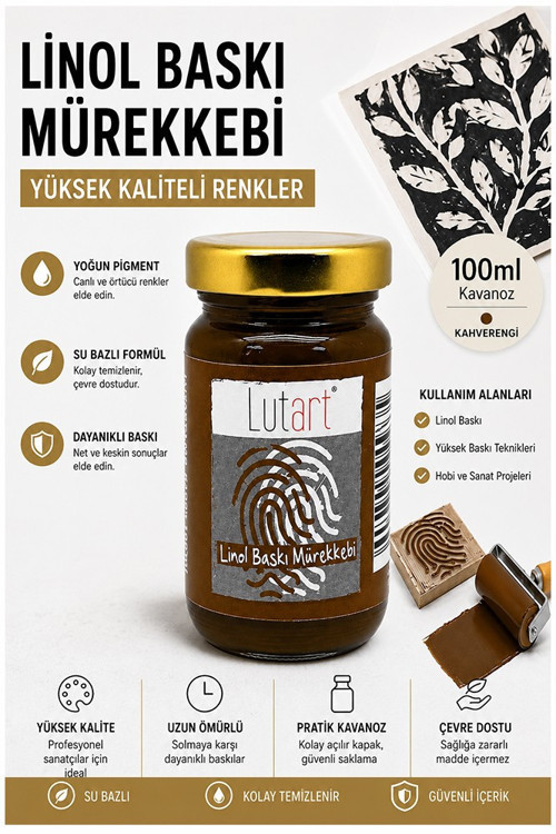 Kahverengi Linol Mürekkebi 100 ml 1 Adet Lutart Linol Baskı Boya Mürekkebi Blok Baskı Sanat Su Bazlı Matbaa Mürekkebi