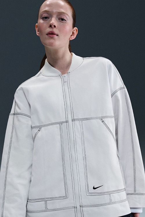 Clothing Street GX Oversized Cargo Jacket Bol Kesim Ferrmuarlı Kanvas Kadın Ceket Beyaz
