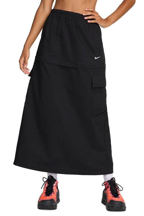Sportswear Woven Cargo 2N 1 Loose Fit Midi Skirt Kadın Bol Kesim Dokuma Kargo Uzun Ve Mini Etek