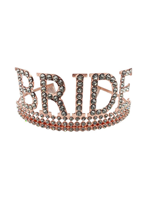 Taç Bride Metal Taşlı lüks gelin taçı rose gold üs