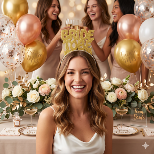 Bride To Be Altın Eva Taç Bekarlığa Veda Simli Parti Aksesuarı