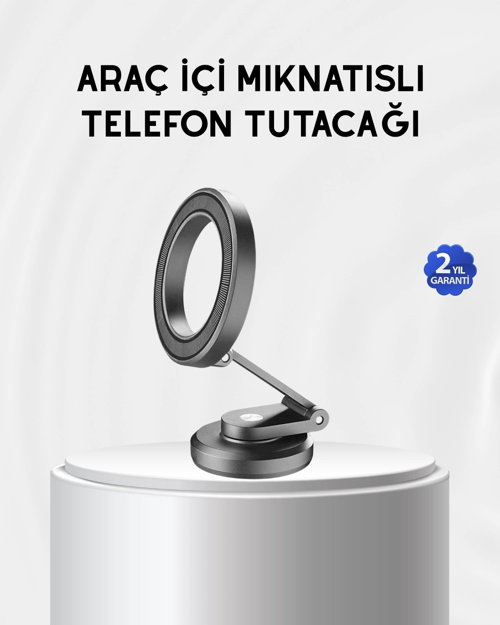 Manyetik Katlanabilir Araç Telefon Tutucu – Magsafe Uyumlu, 360° Ayarlanabilir, Güçlü Mıknatıs