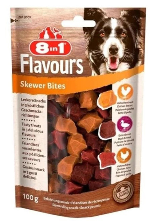 8IN1 Flavours Skewer Bites Köpek Ödül Maması - Tavuklu&Ördekli 100gr